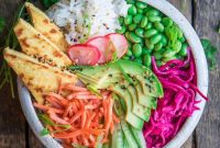 Tropical Coconut Jasmine Rice Bowl with Golden Sesame Tofu