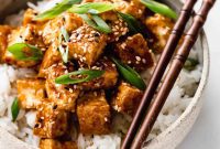 Sticky Teriyaki Glazed Crispy Tofu