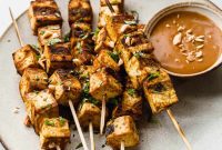 Grilled Tofu Satay with Creamy Peanut Sauce