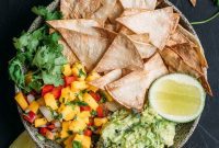 Sun-Kissed Guacamole, Mango Salsa and Crispy Baked Tortilla Chips