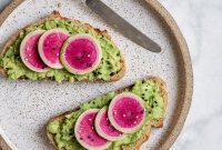 Sunrise Avocado Toast with Ruby Radish Slices