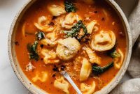 Velvety Tuscan Tortellini Soup