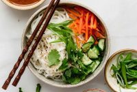 Spring Roll Power Bowls with Zesty Almond Butter Sauce