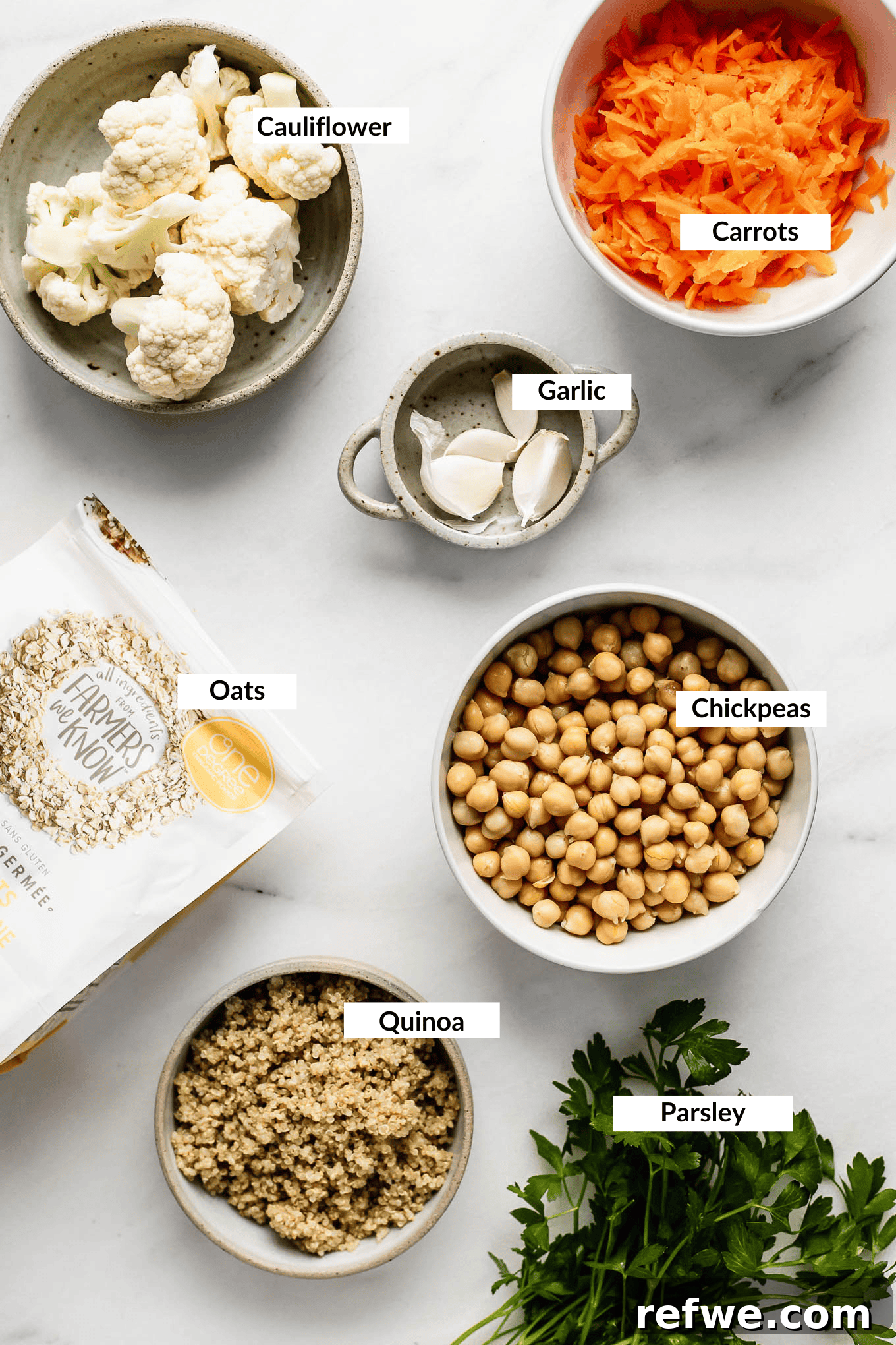 Your New Favorite Chickpea Burgers 4 A vibrant collection of fresh ingredients laid out for chickpea burgers, ready for preparation.