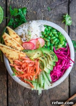 Delicious Coconut Jasmine Rice with Sesame Tofu in a Buddha Bowl