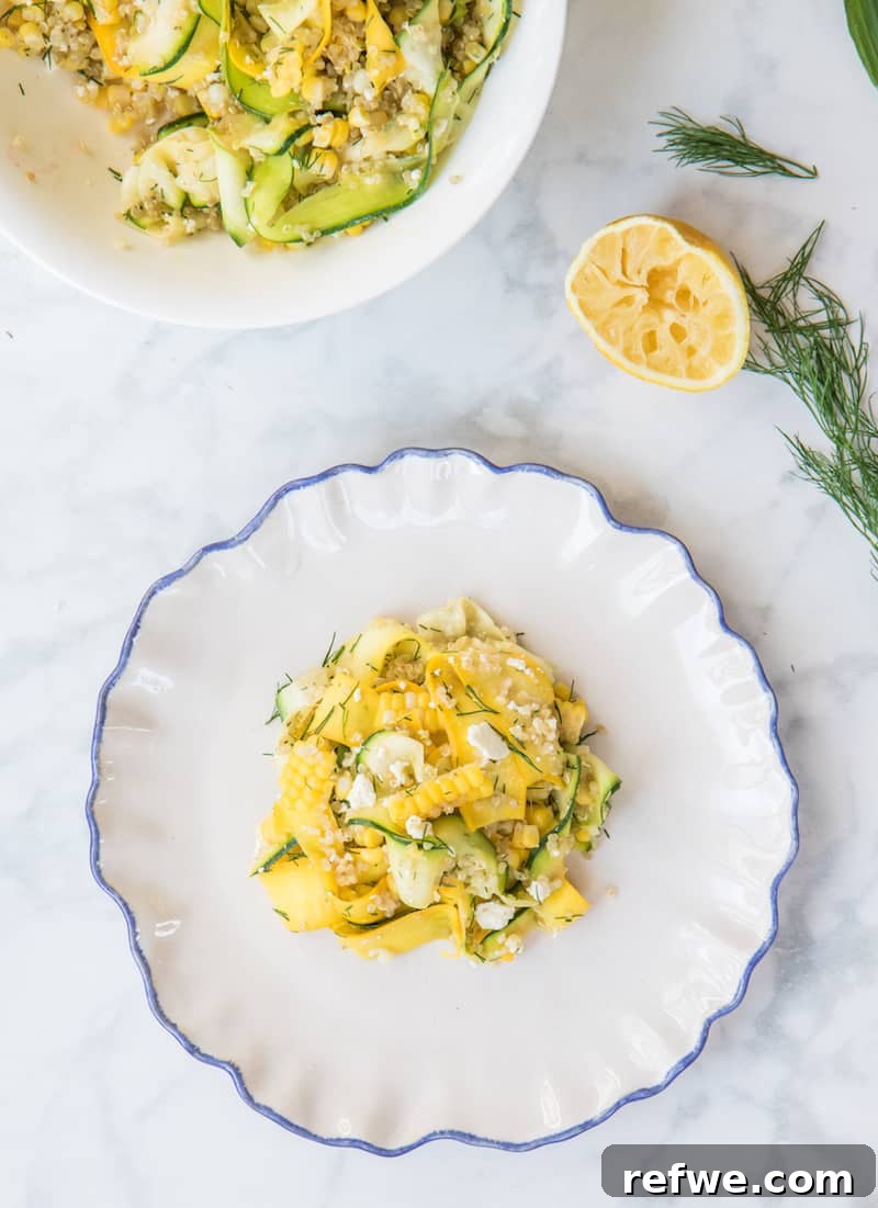 Sun-Kissed Squash Salad with Aromatic Herb Drizzle 4 Colorful summer squash salad with fresh herbs and corn