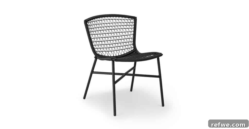 5 Ways to Spruce Up Your Patio for Memorial Day Savings 11 Sala Graphite Dining Chair, a comfortable and stackable outdoor chair.