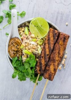 Tofu Satay with Peanut Sauce and Cauliflower Fried Rice