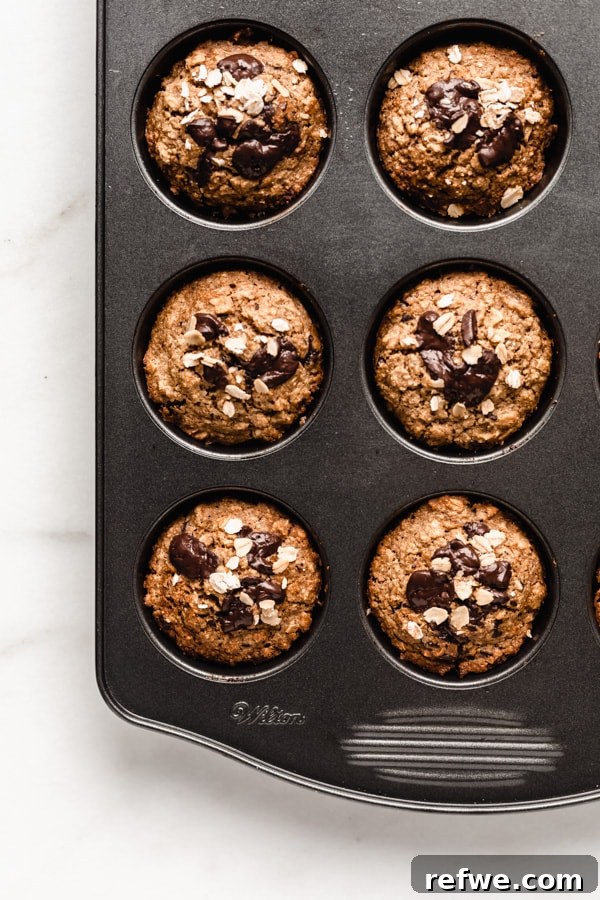 Portable Oat Cups 8 A muffin pan filled with freshly baked oatmeal cups, golden brown and perfectly risen, cooling after being removed from the oven.