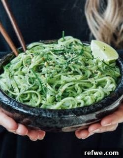 Creamy Thai Pesto Linguine ready to be served