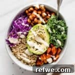 A simple, vibrant Buddha bowl ready to be customized with your favorite ingredients.