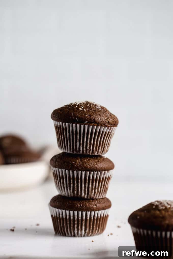 Healthy Gingerbread Muffins with a dusting of powdered sugar