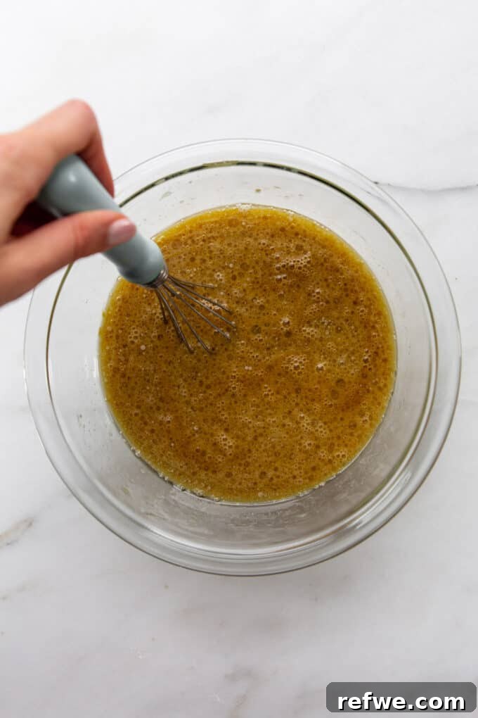 Close-up of molasses and other wet ingredients