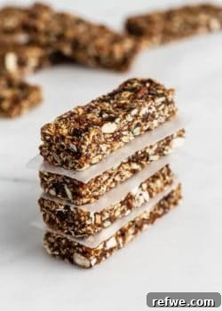 superfood granola bars on a marble board