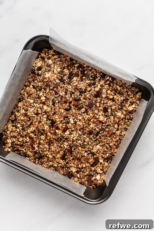 Supercharged Granola Fuel 8 superfood granola bars in an 8x8 inch baking pan