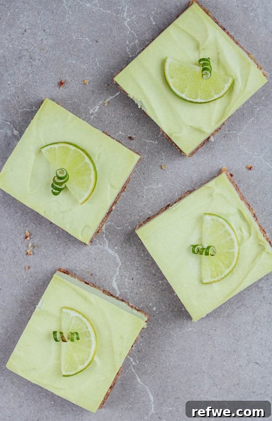 Raw Key Lime Tart Squares 3 raw key lime pie bars