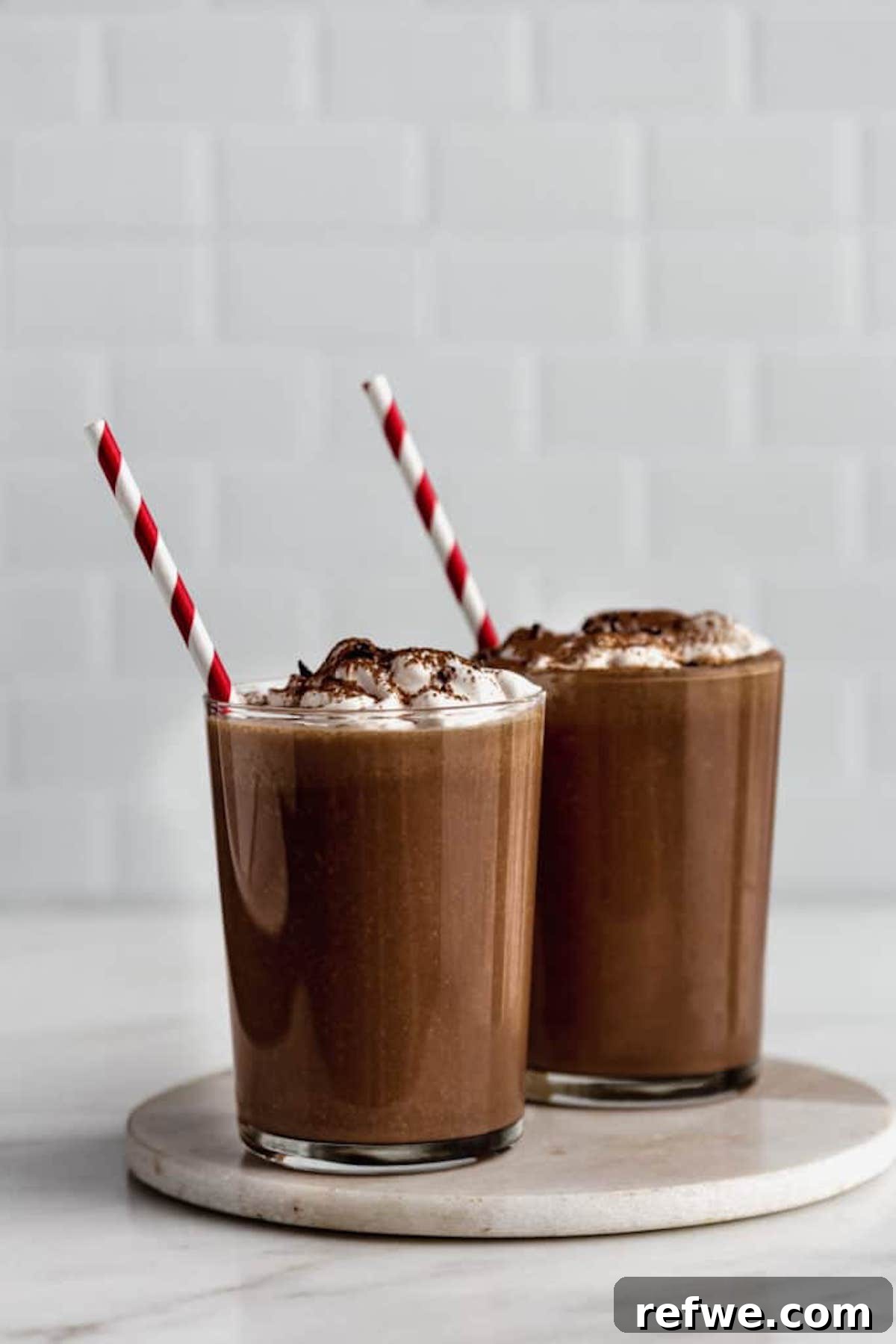 23 Simple Wholesome Morning Smoothies 15 frozen hot chocolate smoothies topped with whipped topping and cocoa powder