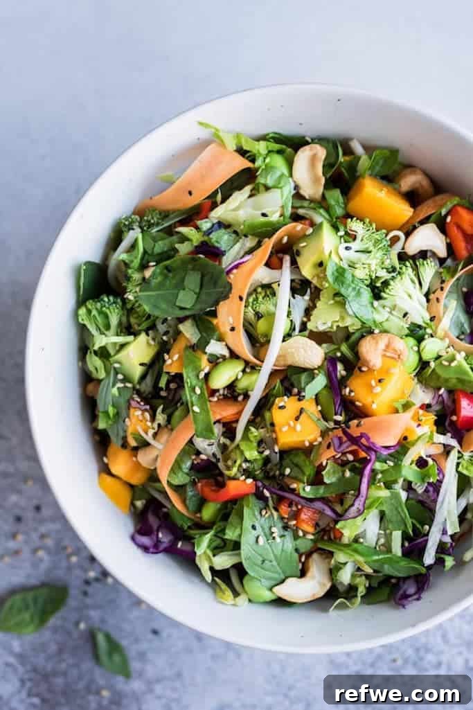 Thai Crunch Salad with edamame, avocado, and mango