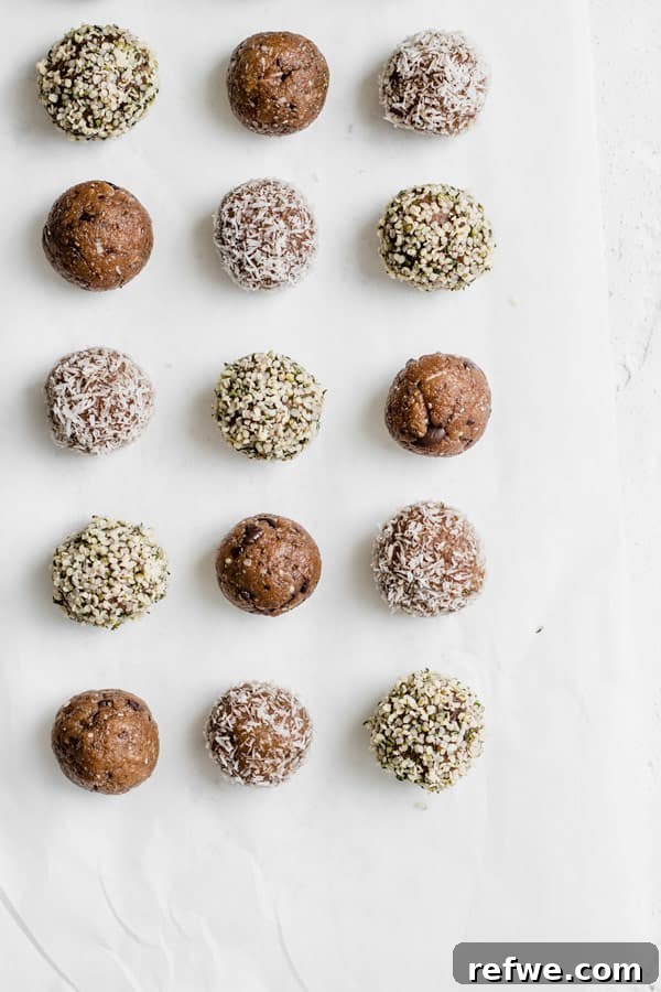 Almond Butter Energy Boosters 4 A plate of freshly made no-bake almond butter energy bites