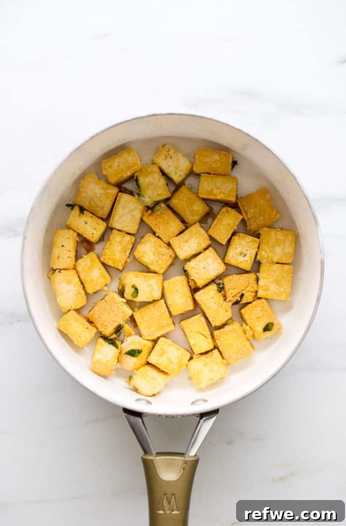 Caramelized Tofu 6 pan-fried cubes of tofu