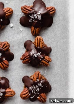 chocolate turtles topped with malden sea salt