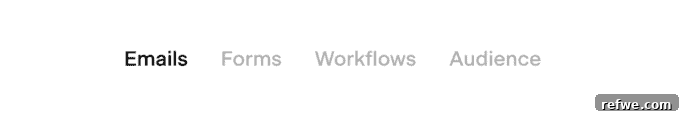Our Email Marketing Evolution: Why We Chose Flodesk 3 A screenshot of the Flodesk dashboard's navigation bar, showing icons and labels for Emails, Forms, Workflows, and Audience for quick access and management.
