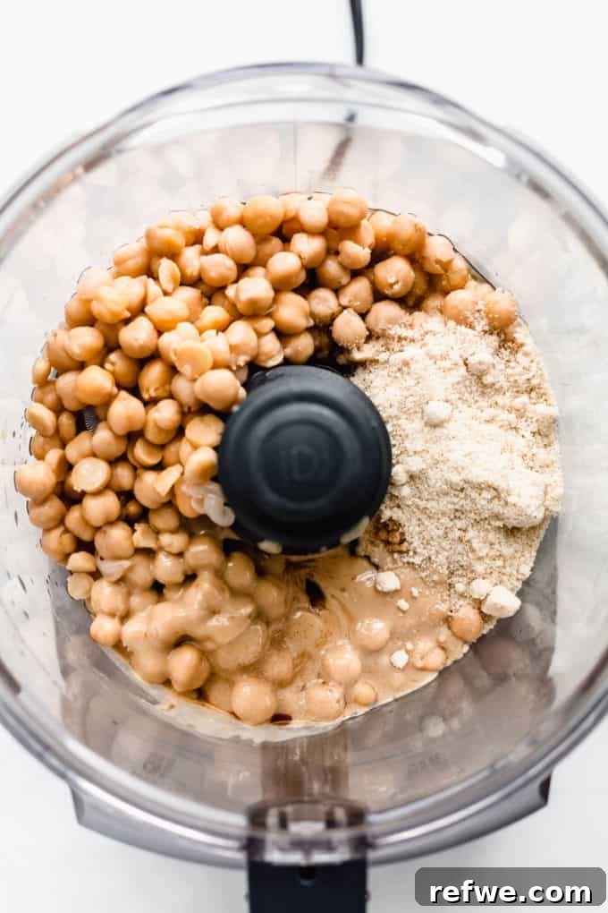 Creamy Almond Chickpea Cookie Dough 3 chickpeas, almond flour and tahini in a food processor