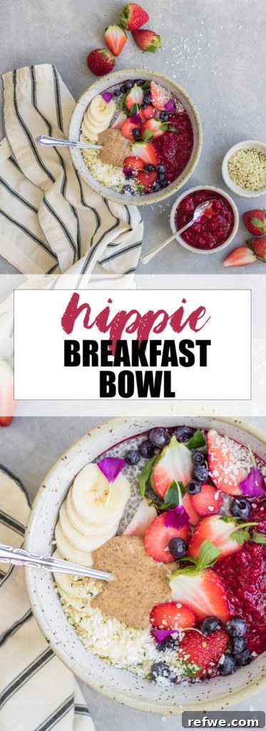 Sunrise Harvest Bowl 5 Choosingchia.com- This hippie breakfast bowl is a healthy and nourishing breakfast loaded with chia, berry compote, and almond butter. Healthy and easy to make!