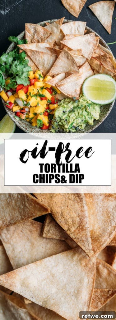 Sun-Kissed Guacamole, Mango Salsa and Crispy Baked Tortilla Chips 6 choosingchia.com-These oil-free baked tortilla chips are a healthy snack or appetizer! Made with 2 dips on the side: guacamole and mango salsa!