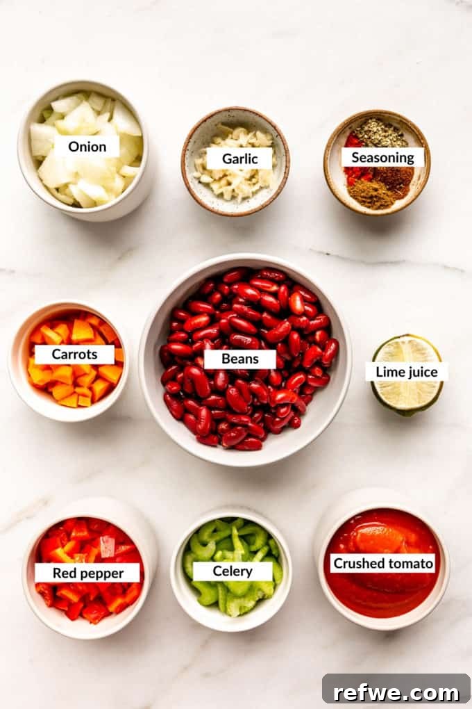 Irresistible Vegan Chili 3 ingredients for vegan chili