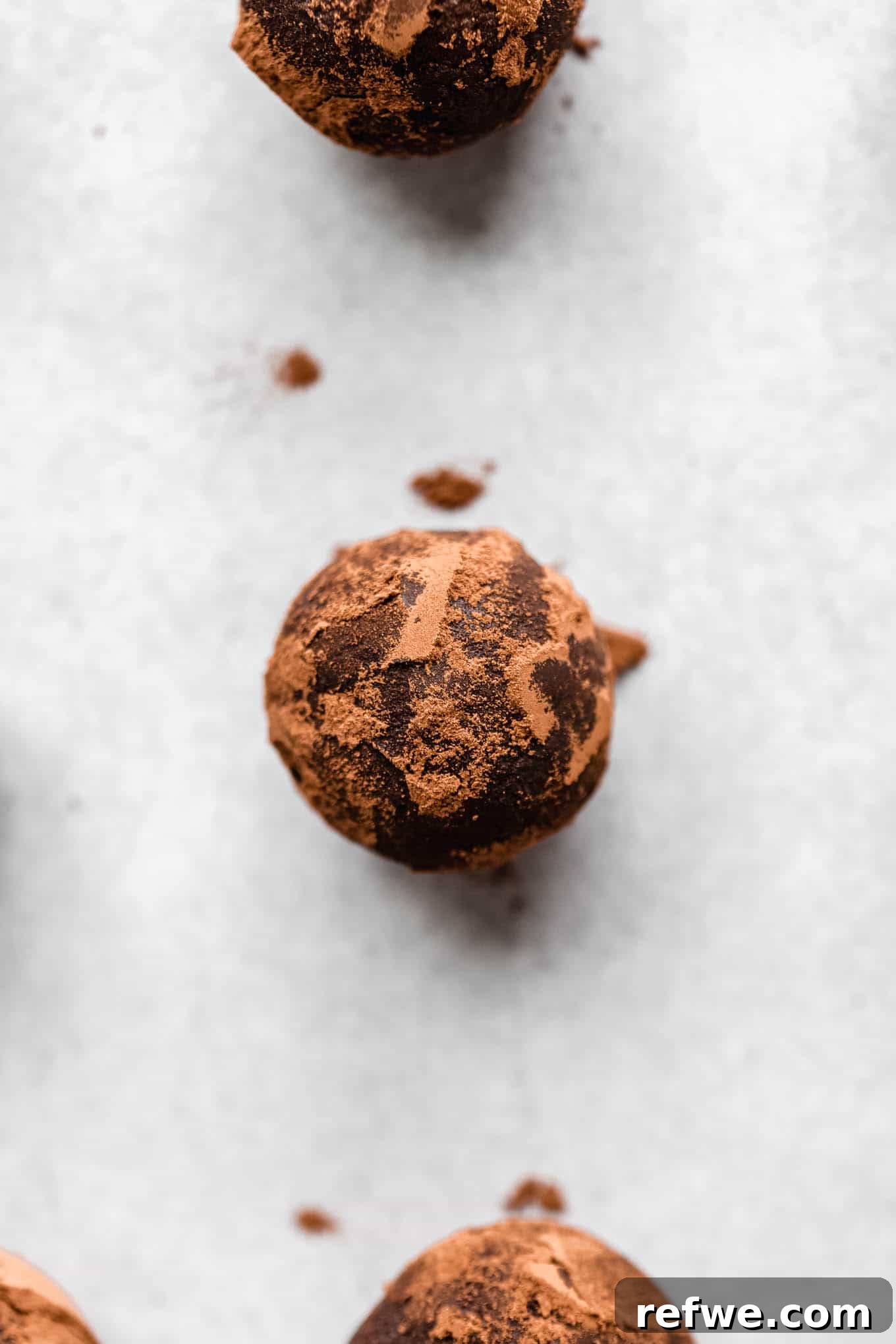 Holiday Gingerbread Dough Bites 2 Delicious gingerbread truffles dusted with cocoa powder, ready for a festive celebration.