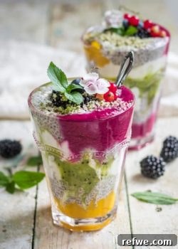 Layered Chia Pudding with Mixed Fruit Puree - a healthy and delicious breakfast or snack
