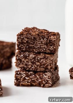A stack of three chocolate coconut bars