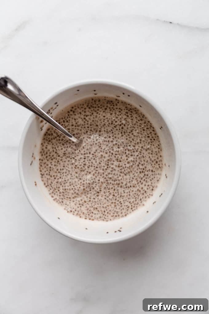 Decadent Tiramisu Chia Pudding 6 A bowl of smooth coffee chia pudding after chilling.