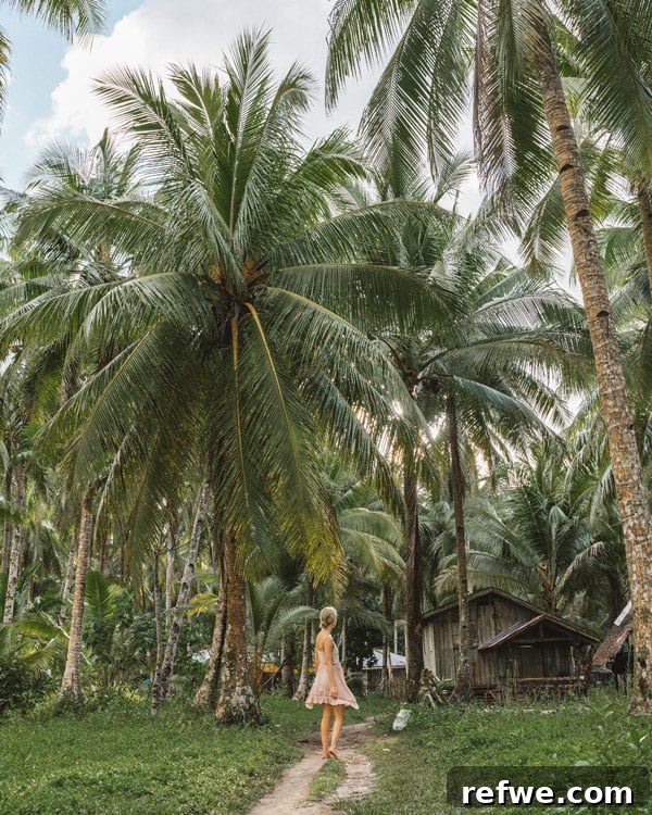Tropical beach with boats in Siargao