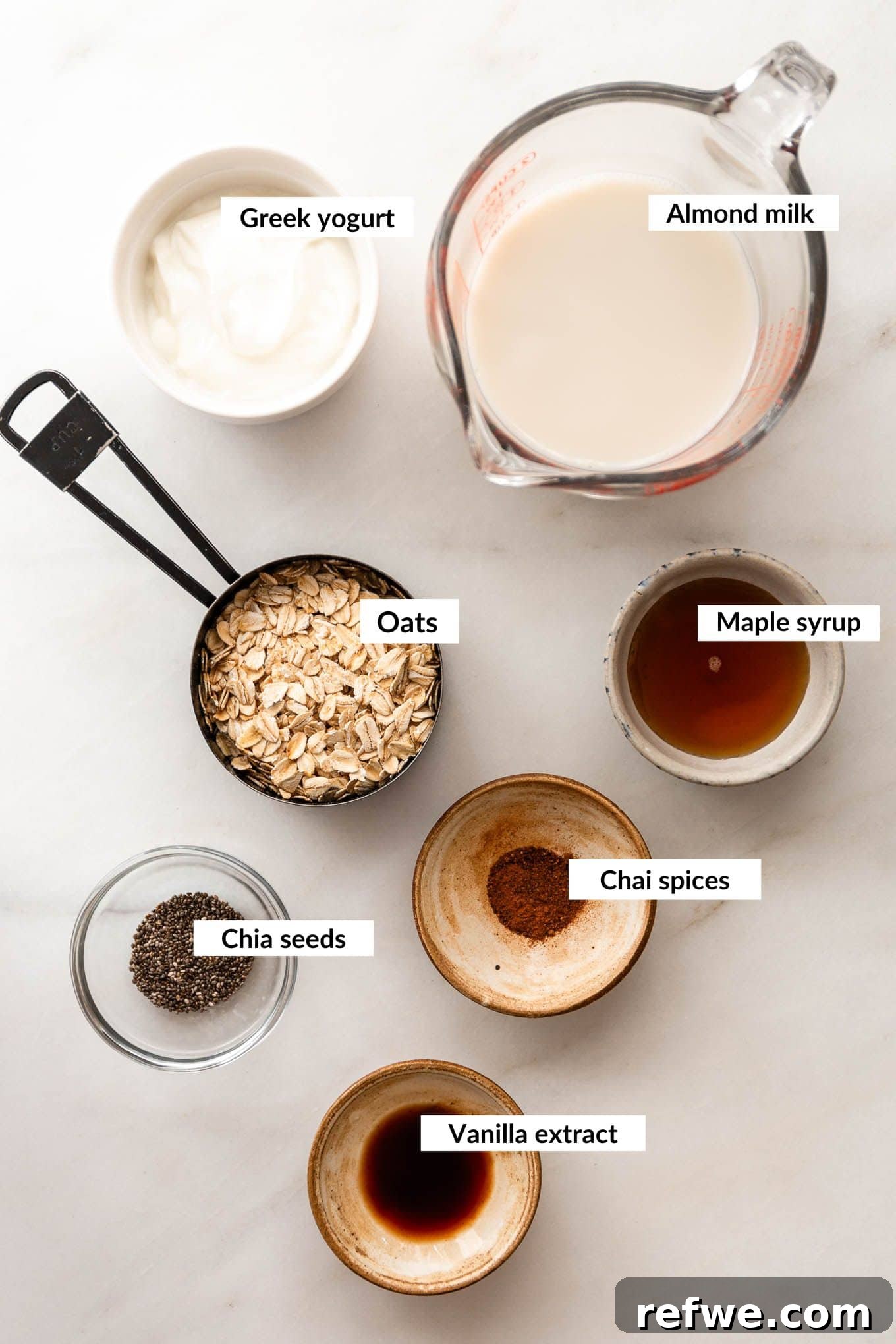 Ingredients for chai latte overnight oats.