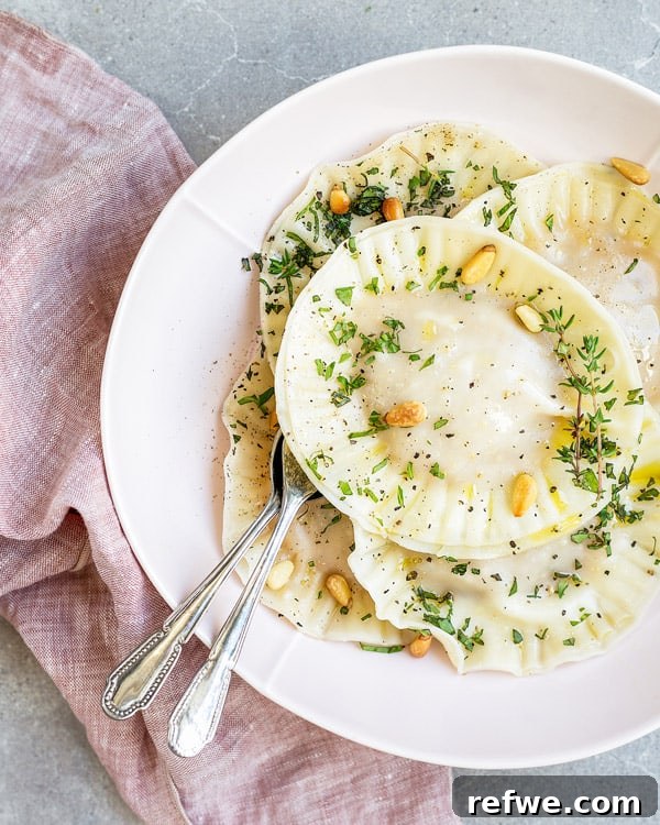 Sweet Squash Ravioli, Garlic Kissed 2 butternut squash ravioli with garlic infused olive oil