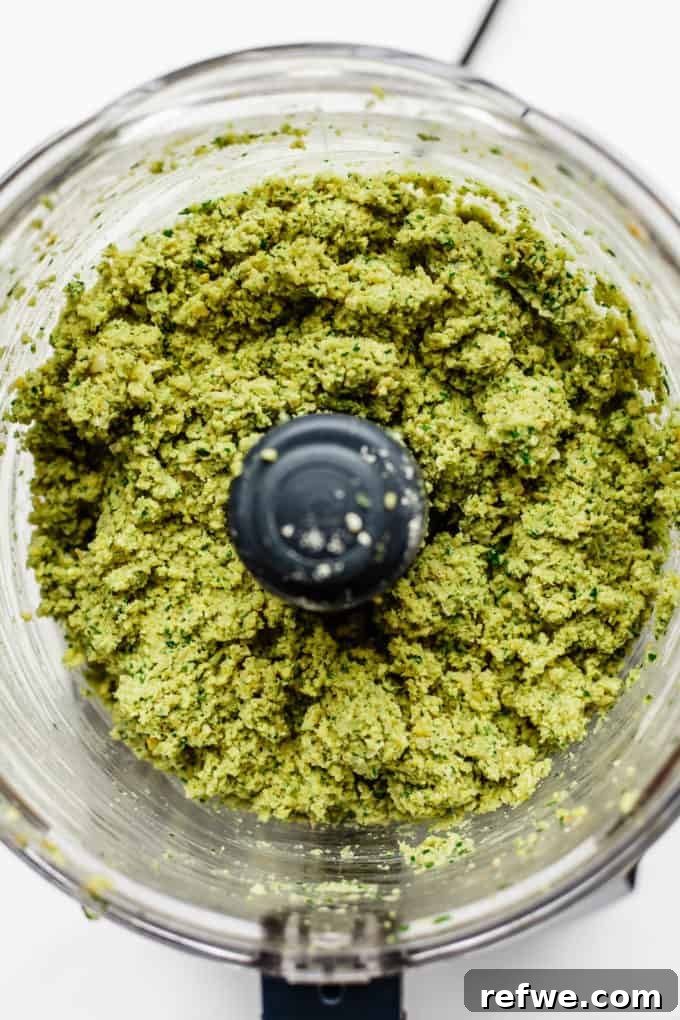 Crispy Air Fryer Falafel 6 baked falafel dough in a food processor