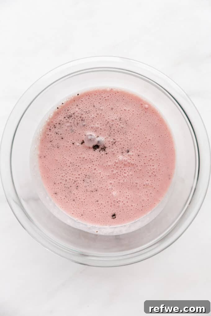 Strawberry Chia Delight 6 Strawberry milk and chia seeds in a bowl