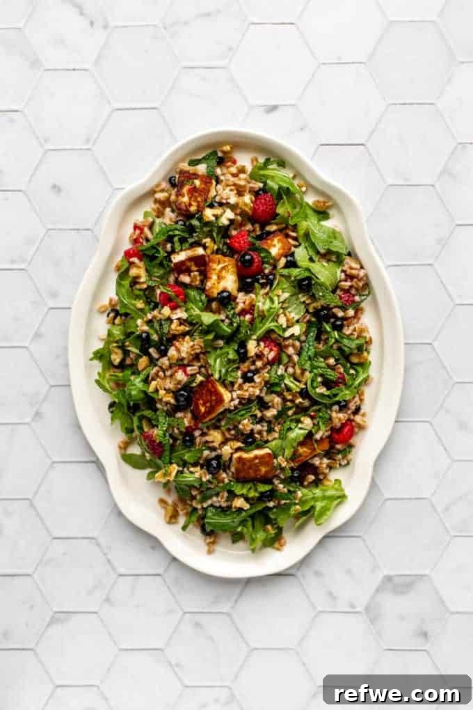 30 Vibrant Vegetarian Recipes for Summer 19 Farro Salad with Halloumi and Berries