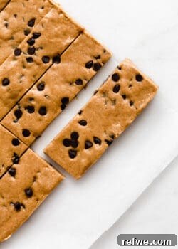 Homemade Perfect Bars with chocolate chips, a delicious and healthy snack