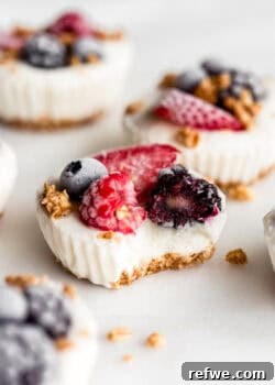 a frozen yogurt granola cup with a bite taken out of it