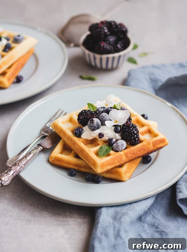 Guilt-Free Belgian Waffles 5 This recipe for healthier Belgian waffles is an easy and healthy option for breakfast or brunch!
