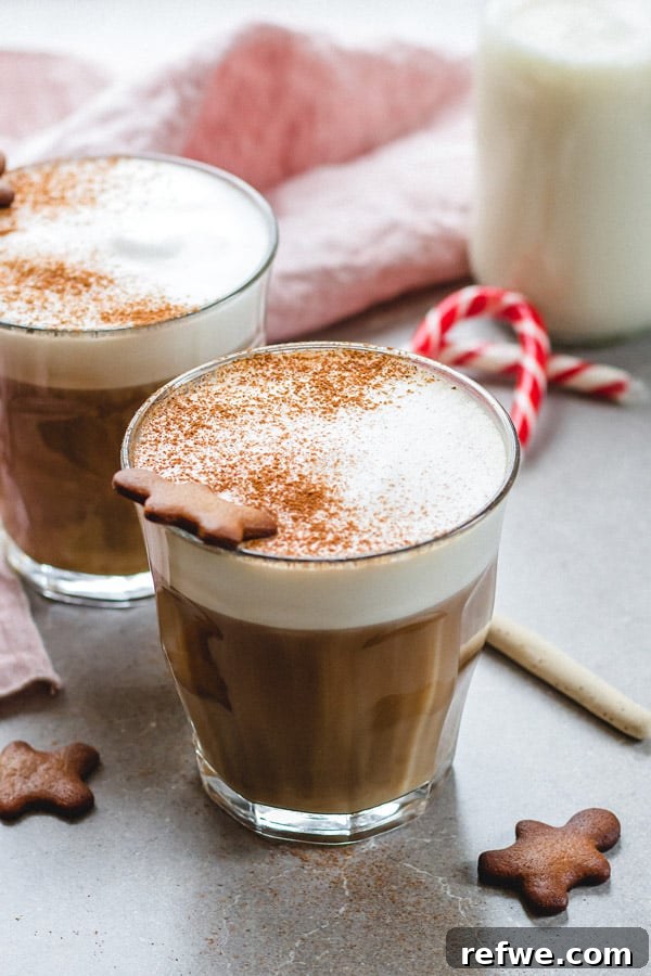 Cozy Adaptogenic Gingerbread Latte in a mug