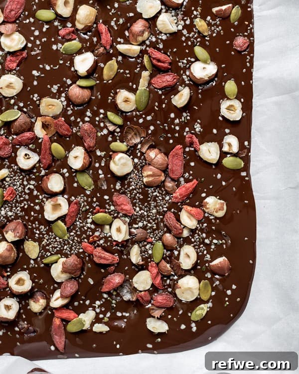 Superfood Chocolate Bark with goji berries and seeds