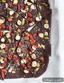 Superfood chocolate bark, a healthy and easy treat