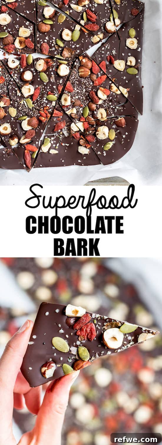 Glow-Boosting Chocolate Bark 8 This superfood chocolate bark is loaded with healthy ingredients like goji berries and chia seeds. You won't believe how easy it is to make too!