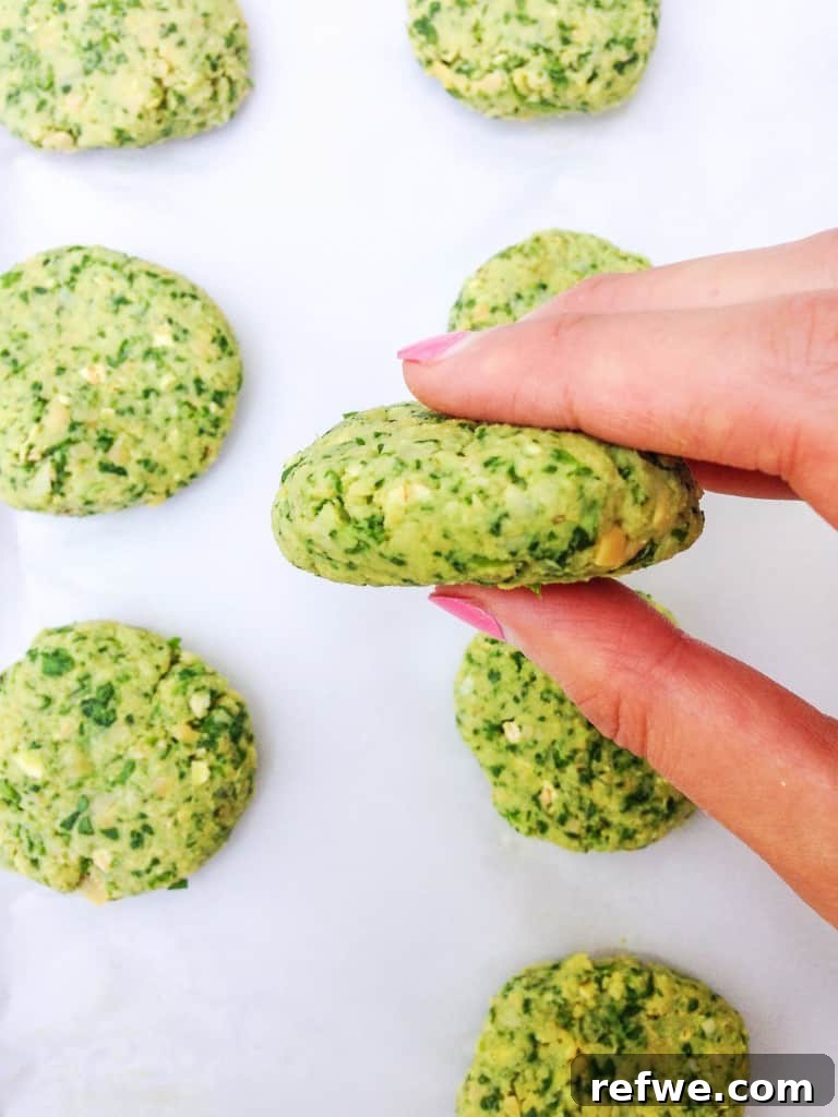 Crispy Baked Falafel with Golden Turmeric Tahini Drizzle 3 Green and Healthy Baked Falafel Patties