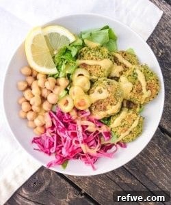 Oven Baked Green Falafel with Tahini Sauce