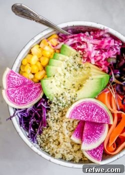 rainbow nourishment bowls with maple tahini dressing